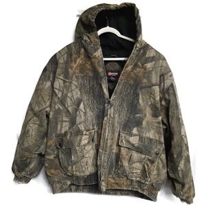 Outfitters Ridge Mens 3XL Realtree Hardwoods Camo Hooded Bomber Jacket Rugged
